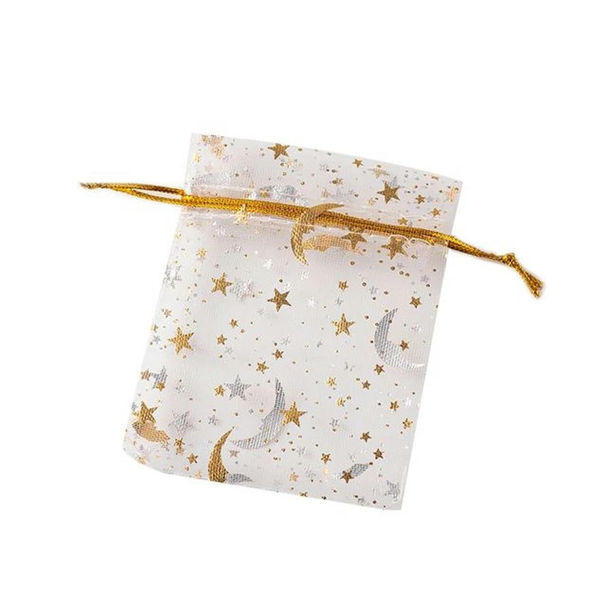 sacs à bonbons， Lot de 50 sachets à bijoux en organza motif lune et étoile, pochettes à cordon for bonbons, for loisirs créatifs, rangement de cadeaux de mariage, fournitures d'emballage for petites e