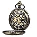 Produktbild TREEWETO Taschenuhr mit Kette Herren Analog Handaufzug Doppelscharnier Antik Zahnrad Römische Ziffern Bronze