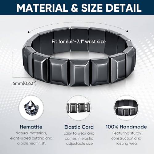 Pulsera natural de hematita para hombre miniatura 7