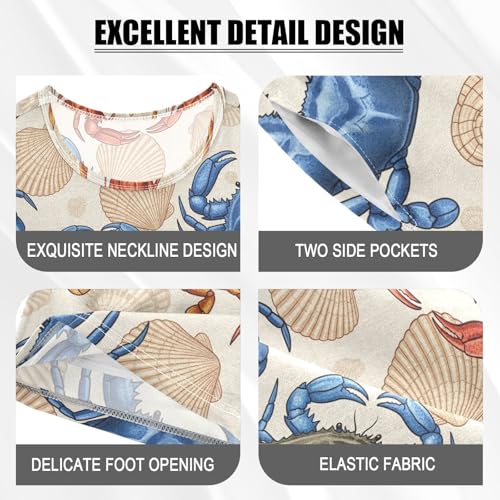 Pajama Short Sets Marine Life Colorful Crabs Soft Cotton Summer Sleepwear 2 Piece PJS Size 5-14T3