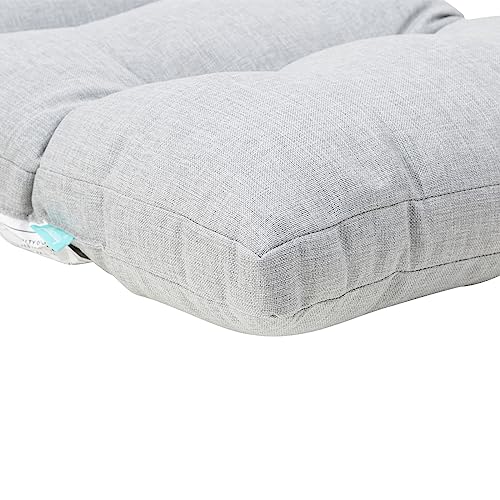 Image of QILLOWAY Tufted Outdoor Chair Cushion Set of 4, Waterproof 43x20x4 Inch Non Slip Replacement Pad for Wicker Lounge Patio Furniture, Gray, White