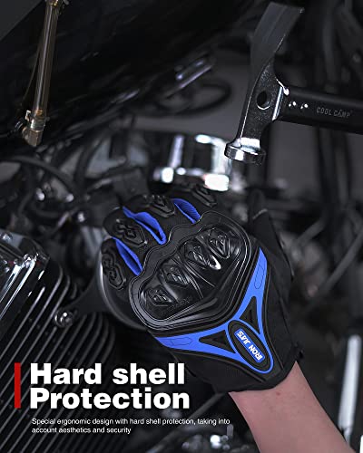 Iron Jia'S AXE10-BLUE-L Motorcycle Gloves Full Finger Durable For Road Racing Bike Summer Spring Powersports Support Touch Screen Blue-L thumb #8