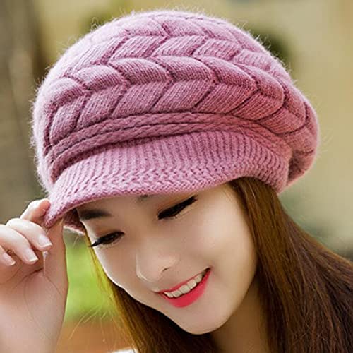 Image of Women Winter Warm Knit Hat Slouchy Beanie Cap with Visor.