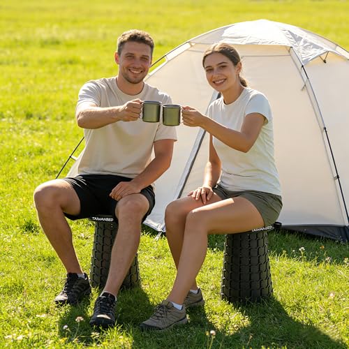 Image of Upgraded XXL Taller 19.7 inch Wider 11.8 inch Collapsible Stool with Cushion,Adjustable Seat with Load Capacity 1000lbs, More Taller&Wider Portable Retractable Stool for Adults Camping Fishing Hiking BBQ