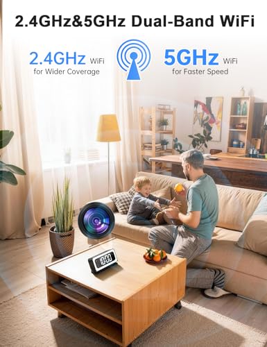 2K Alarm Clock Camera,5G&2.4G WiFi Wireless Indoor Camera Clock,Cameras for Home Security,AI Human Detection,Color Night Vision for Home,pet Camera - Image 3