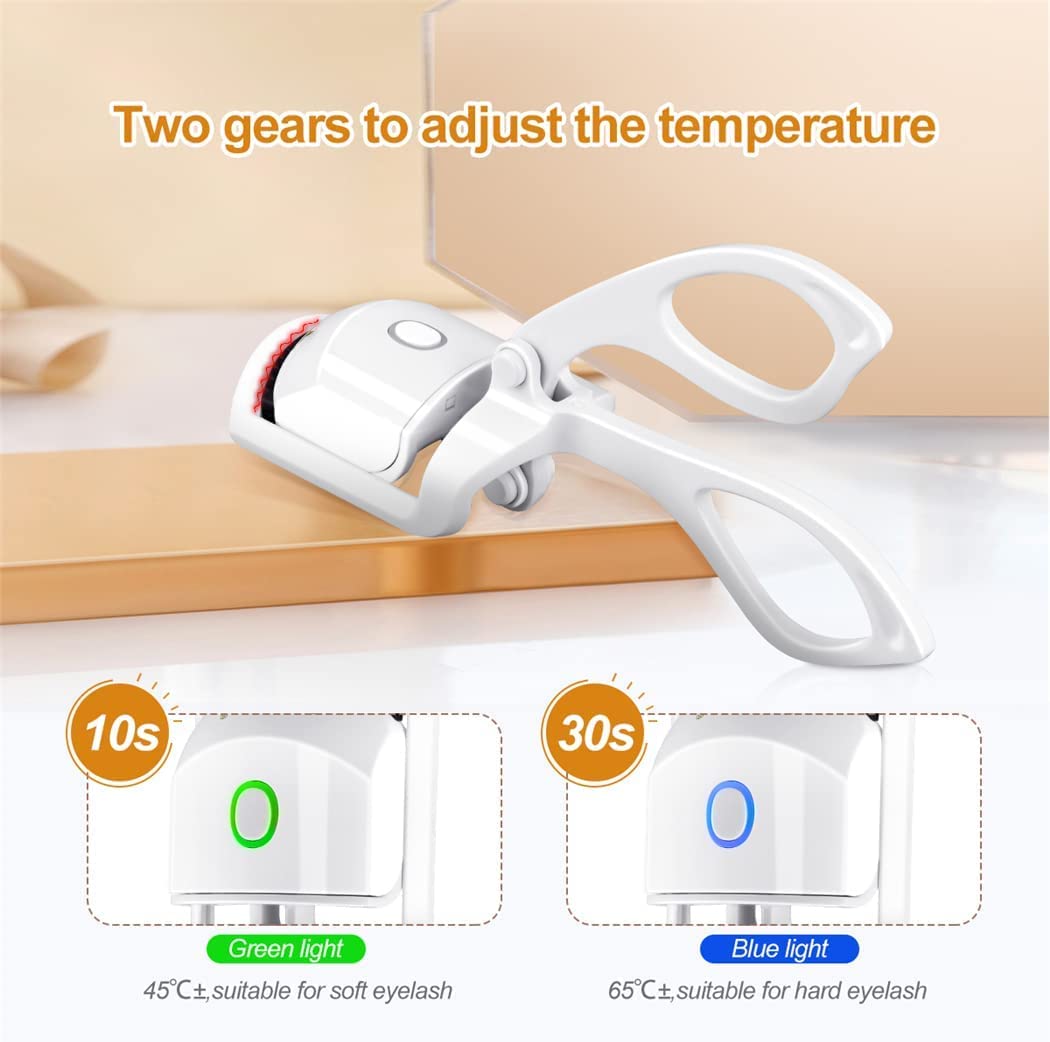 Rizador de pestañas eléctrico con calefacción, diseño de seguridad sin dolor, almohadilla rizadora para mujer, pestañas naturales de larga duración