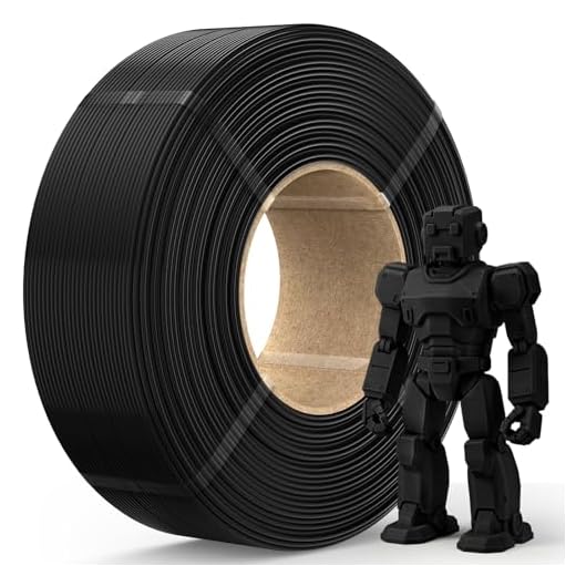JAYO PLA Filament Refill 1.75mm 3D Printer Filament Black, 1.1kg Reusable Spool Refilling for Bambu Lab, High Precision ±0.02mm, Low Warping, Smooth Finish, Fit with Most Reusable Spools
