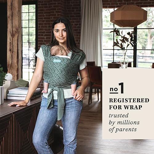 Image of Moby Baby Wrap Carrier Classic for Newborns to Toddlers (8-33lbs), Infant Sling Carrier, Lightweight & Hands Free Design, Adjustable for All Body Types (Olive Etch)