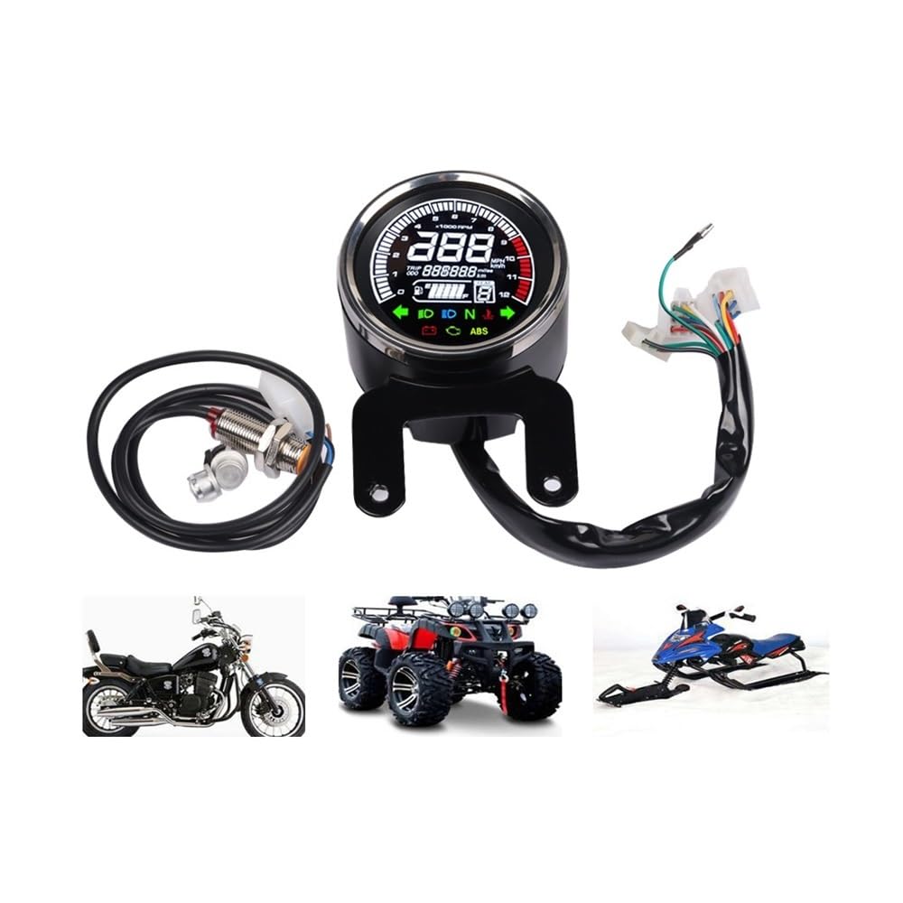 Contagiri contachilometri Contagiri Moto 12V Retroilluminazione A LED Per Tachimetro Digitale Temperatura Misuratore Carburante Indicatore Di Livello Moto