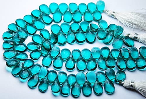 Quartz bleu paon briolettes coeur 7x10mm pour création bijoux fil 17cm LKBEADS