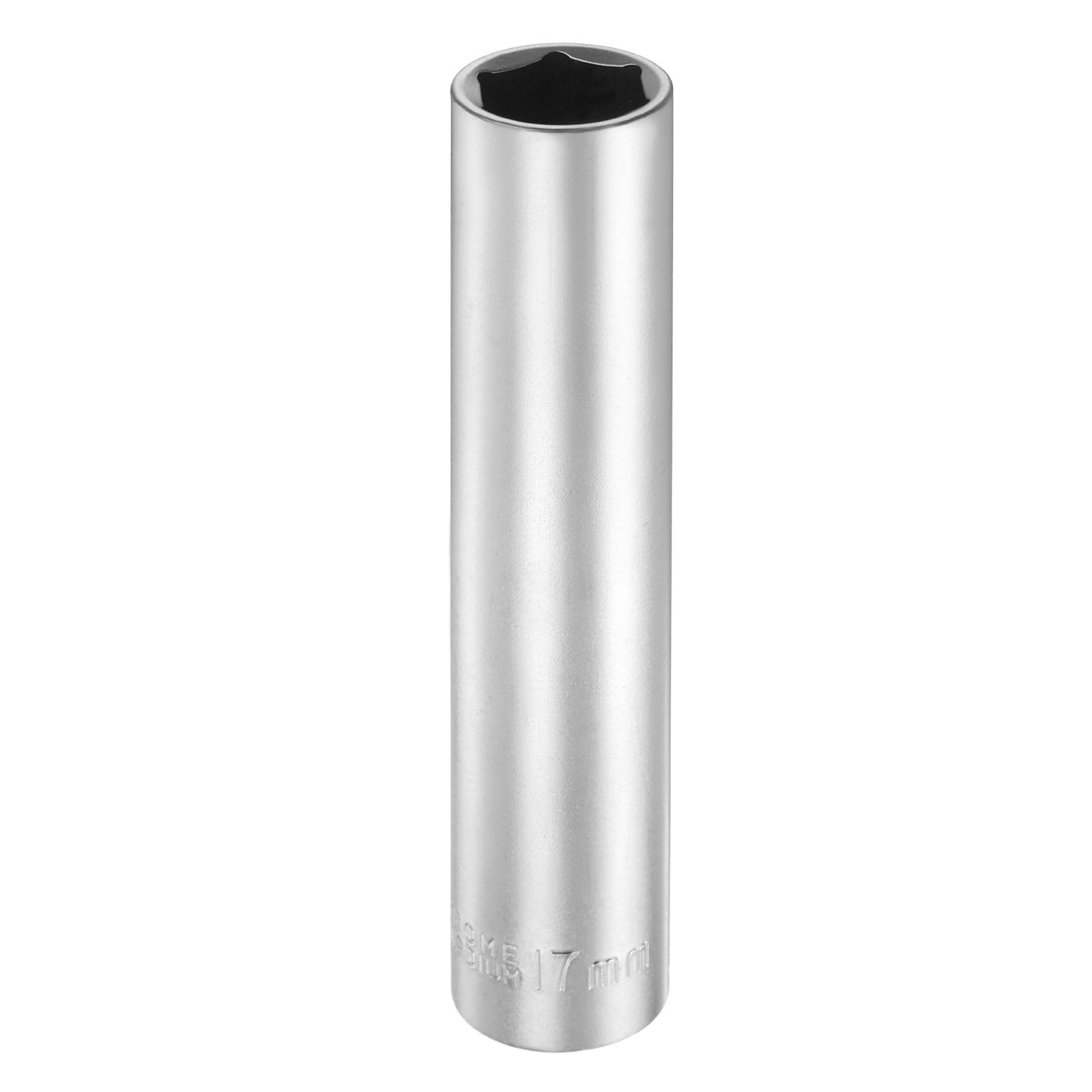 sourcing map 6 Points Deep Socket 1/2" Drive 17mm Deep Metric CR-V Steel Polished Nickel Plating Flip Sleeve 120mm / 4.7" Extra Long Socket Tool for Home Auto Nuts Bolts Repair