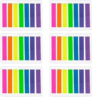 840 Pieces Small Flags Tabs Sticky Notes Writable Labels Page Marker Bookmarks Text Highlighter Strips, 8 x 45 mm, 6 Sets, 7 Colors