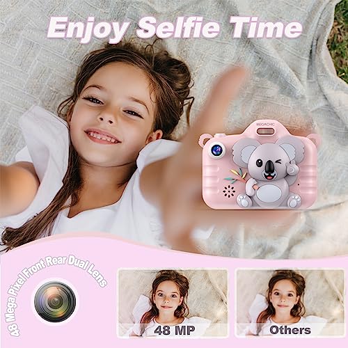 Megachic Kids Camera Toys For 3-9 Year Old Girls/Boys, 1080P Digital Video Camcorder Camera For Toddler, Christmas Birthday Gifts For Children 48Mp Selfie Camera 2.4“ Ips Screen, 32Gb Sd Card, Pink #TOP2