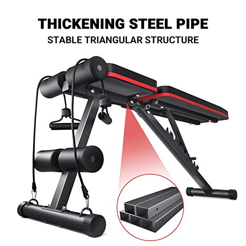 Homfio Weight Bench for Full Body Workout, Adjustable and Foldable Workout Bench Press for Strength Training Benches, with Fast Folding Incline Decline Exercise Workout Utility Gym Bench Bench for Home Gym