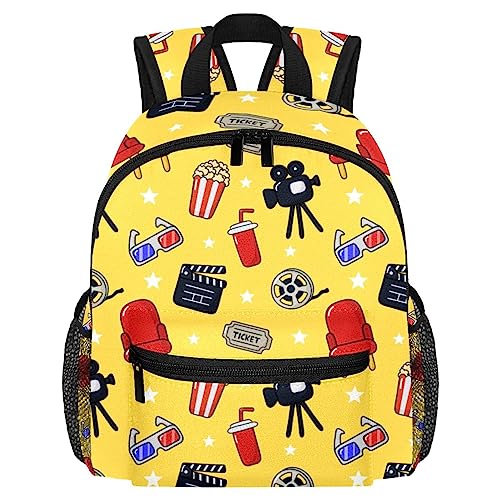 VAPOKF Mochila escolar ligera para niños pequeños, bolsa de hombro de viaje para niños y niñas, patrón de cine, multicolor, 25.4x10x30 CM/10x4x12 in