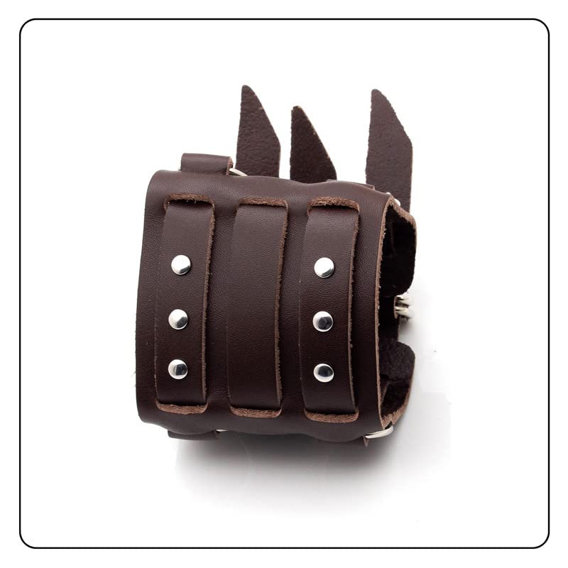 Punk Belt Buckle Bracelet Wide Leather Wristband Adjustable Arm Cuff Bracelet4