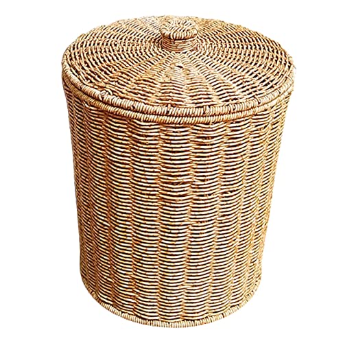 Cabilock Coperchio Del Bidone Della Spazzatura Cesto Della Biancheria Contenitore Rustico Per Camera Da Letto Imitazione Rattan