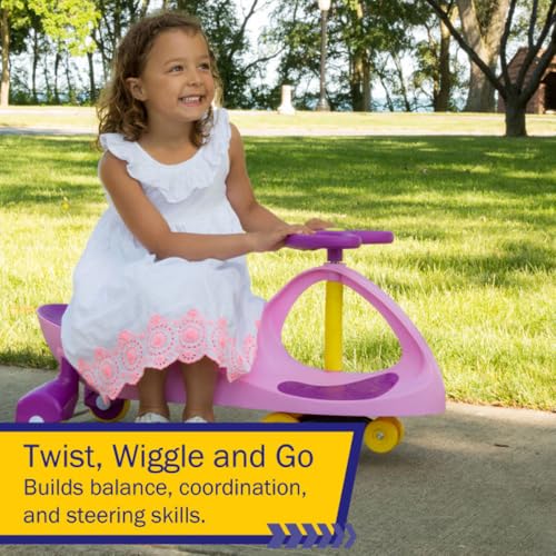 Image of Wiggle Car - Ride on Toy for Ages 3 and Up - Toddler Ride on Toys with no Batteries, Gears, or Pedals Just Twist, Wiggle, and Go by Lil' Rider (Pink)