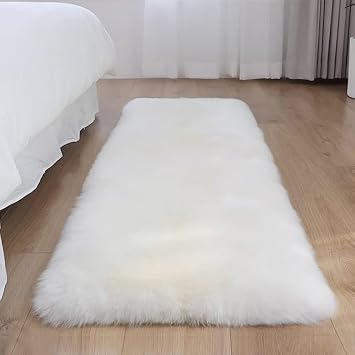 Real Sheepskin Rug Genuine Sheepskin Throw Fluffy Sheepskin Rugs Fur Rug Authentic Sheepskin Runner for Bedroom Living Room70X120cm27.5inchX47.2inch