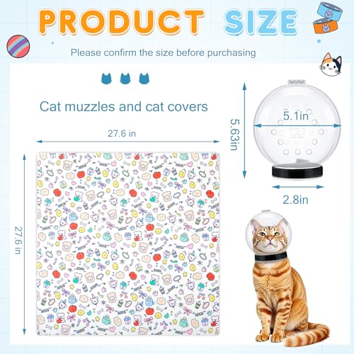 Image of Chunful Cat Muzzle for Grooming, Cat Helmet and Wrap for Cutting Nails, M Size Adjustable Mask, 27.6 inch Anti-Escape Calming Swaddle Cloth, Bathing Shaving Anti-Scratch Pet Tools(Animal)