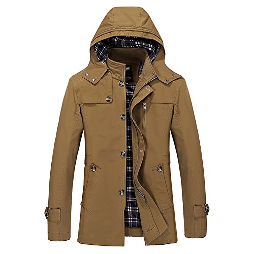 YOUTHUP Herren Mäntel Casual Slim Fit Kapuze Trenchcoat Elegant Militär...