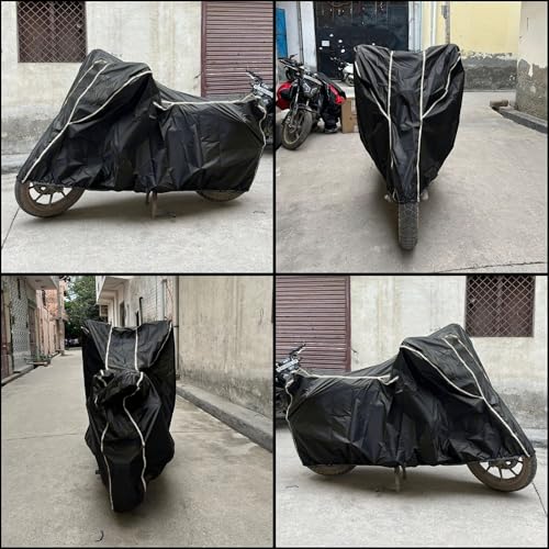 Image of Motorcycle Bike Body Cover for Outdoor Use - Heavy Fabric Water Resistant Two Wheeler Cover with UV, Dust & Rain Protection Compatible for Meteor 350