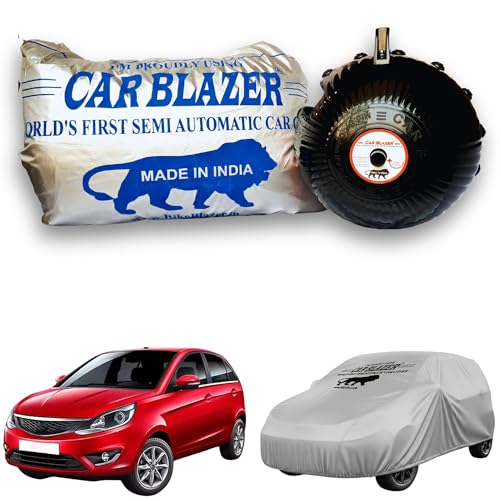 Image of CARBLAZER Portable & Semi-Automatic Full Body Car Covers: Heavy Duty Device| Anti-Theft| Dust & Scratch Proof | Water & Wind Resistant|Custom Fit| Dual-Side Cover, Compatible for Tata Bolt