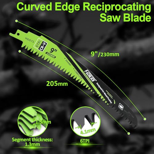 Image of Japanese Teeth Reciprocating Saw Blade 9Inch - Saber Saw Blades Wood Pruning, 6pcs Curved Edge 6TPI for Tree Trimming, Wood /PVC Pipe Cutting, Cr-V Sabre Blades