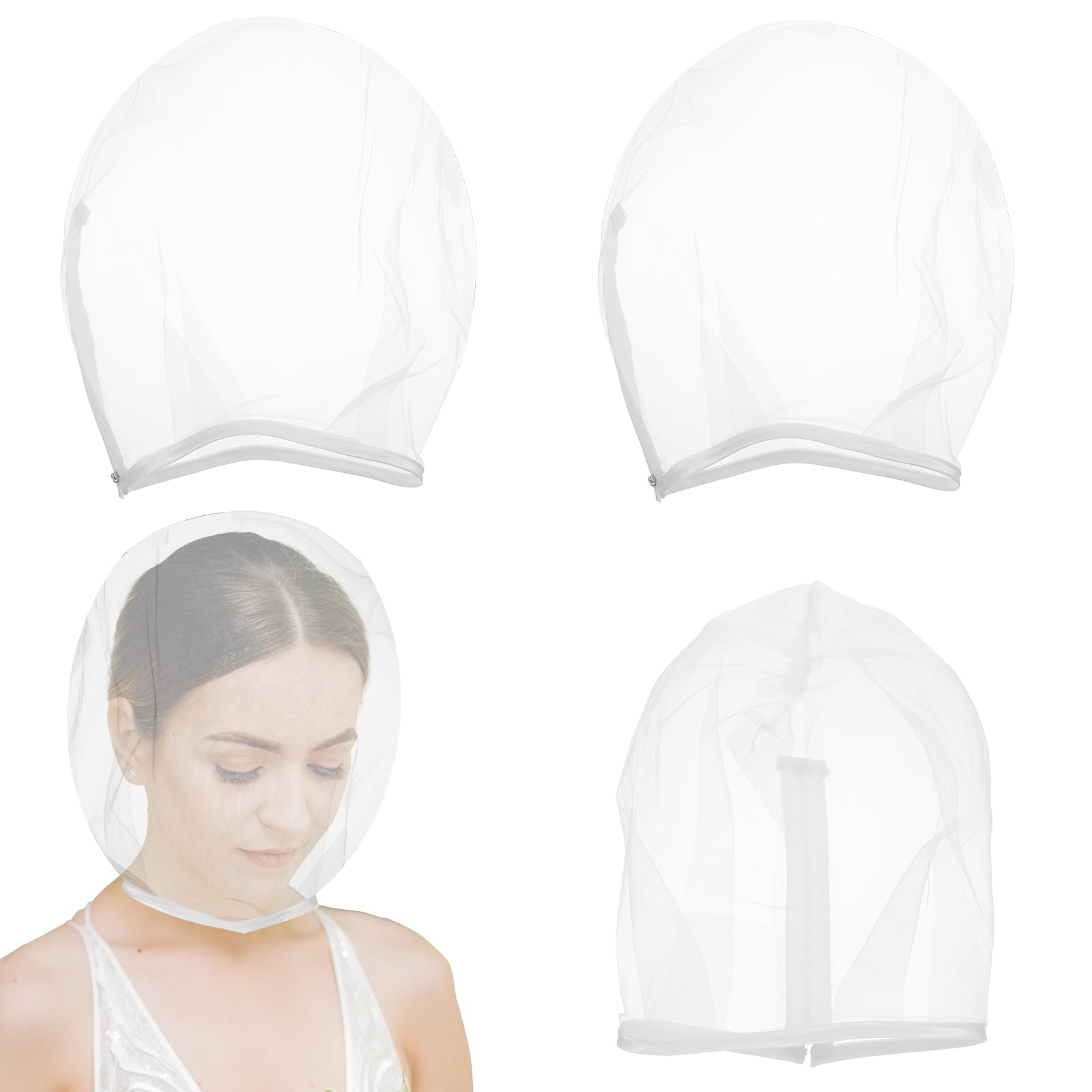 Larrel 3 Pcs Makeup Protector Hood for Face, Polyester Chiffon Makeup Protector Hood Washable Zipper Closure Face Cover Reusable Make up Faces Cover for Women Beauty (White)-image-15