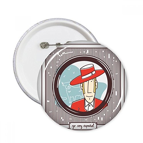 Badge rond rouge idée cadeau original pour les amateurs de culture et d'illustrations espagnoles