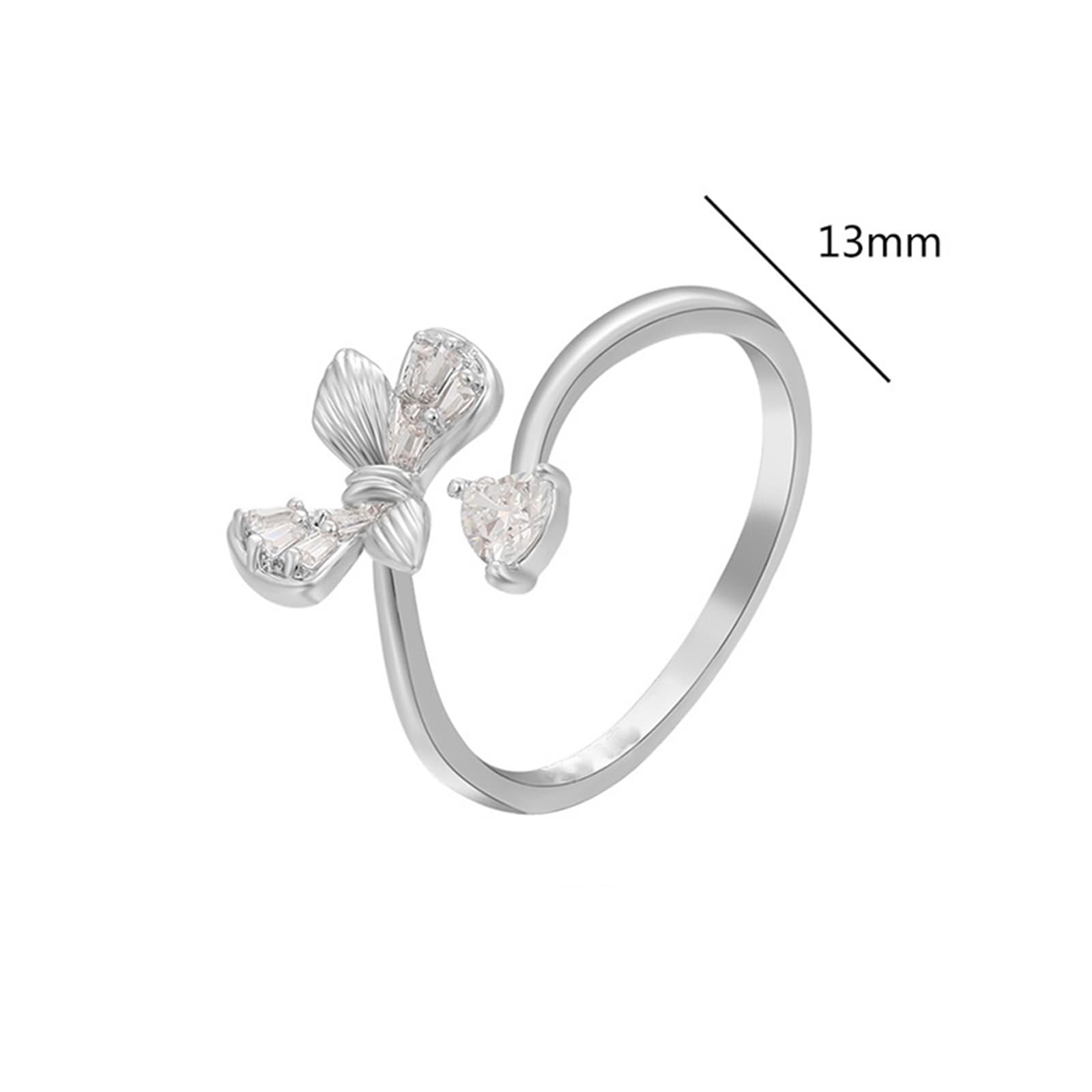 KnSam Alianzas de oro blanco auténtico Au750 de 18 quilates con corazón de moissanita, mariposa corazón de platino 950, alianzas de boda, talla 47-65