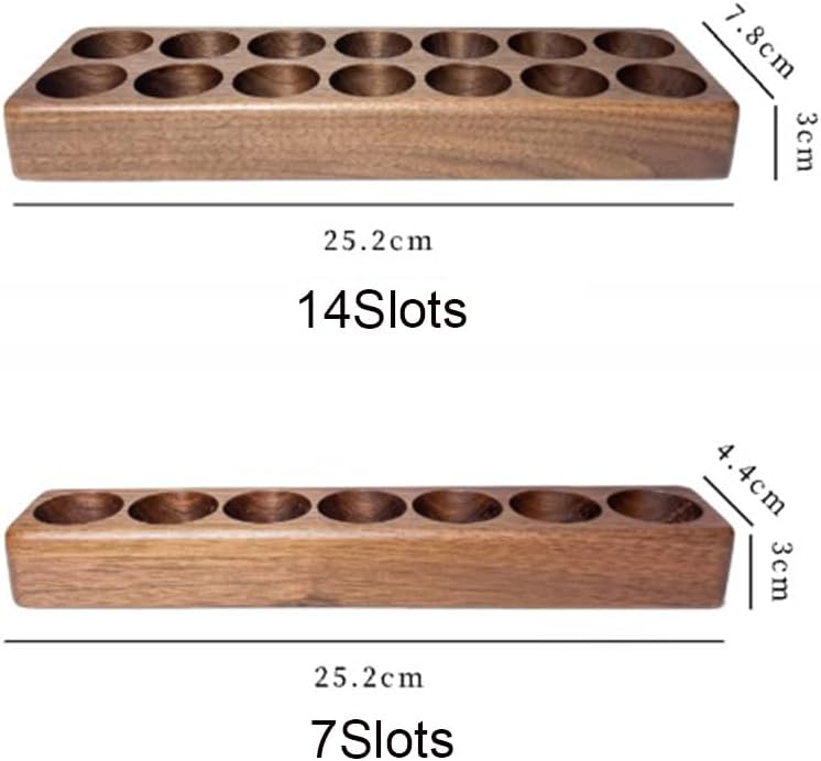 Wooden 7/14 Slots Essential Oil Organizer, Nail Polish Shelf, Durable wood Makeup Display Stand, Makeup Storage Rack for Tabletop Essential Oils Perfume Rack for 10-20ml Bottles (7 Slots)