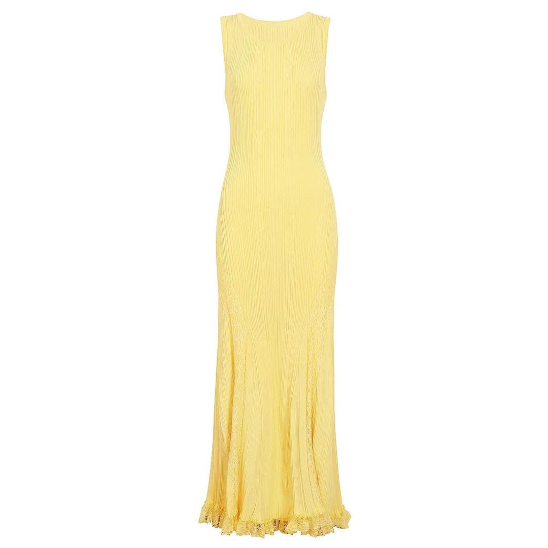 Vestido de fiesta de noche para mujer, sin mangas, largo, de encaje, ajustado, color morado y rosa