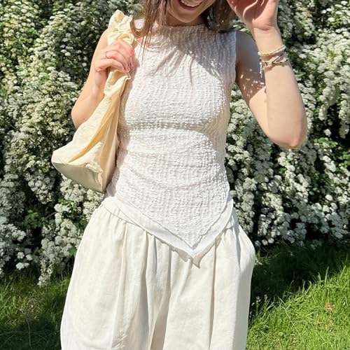 Women Irregular Tank Tops Casual Summer Solid Color Sleeveless Shirt Basic Vest Aesthetic Clothes Streetwear2