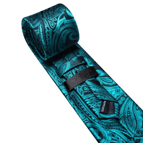 Image of Barry.Wang Men Tie Set Paisley Silk Necktie Pocket Square Cufflinks Formal Wedding Business Party