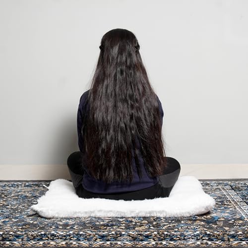 Image of NEXTGO Floor Seat Cushions Yoga Meditation Mat Pooja aasan Soft Extra Comfortable Feather Touch Last Long Upto Washable Material Size 24 x 30 Inch 2 x 2.5 Fit (White)