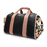 Cehim Firewood Carry Bag Durable Heavy Duty Canvas Wood Tote Bag Fireplace Stove Accessories (black)