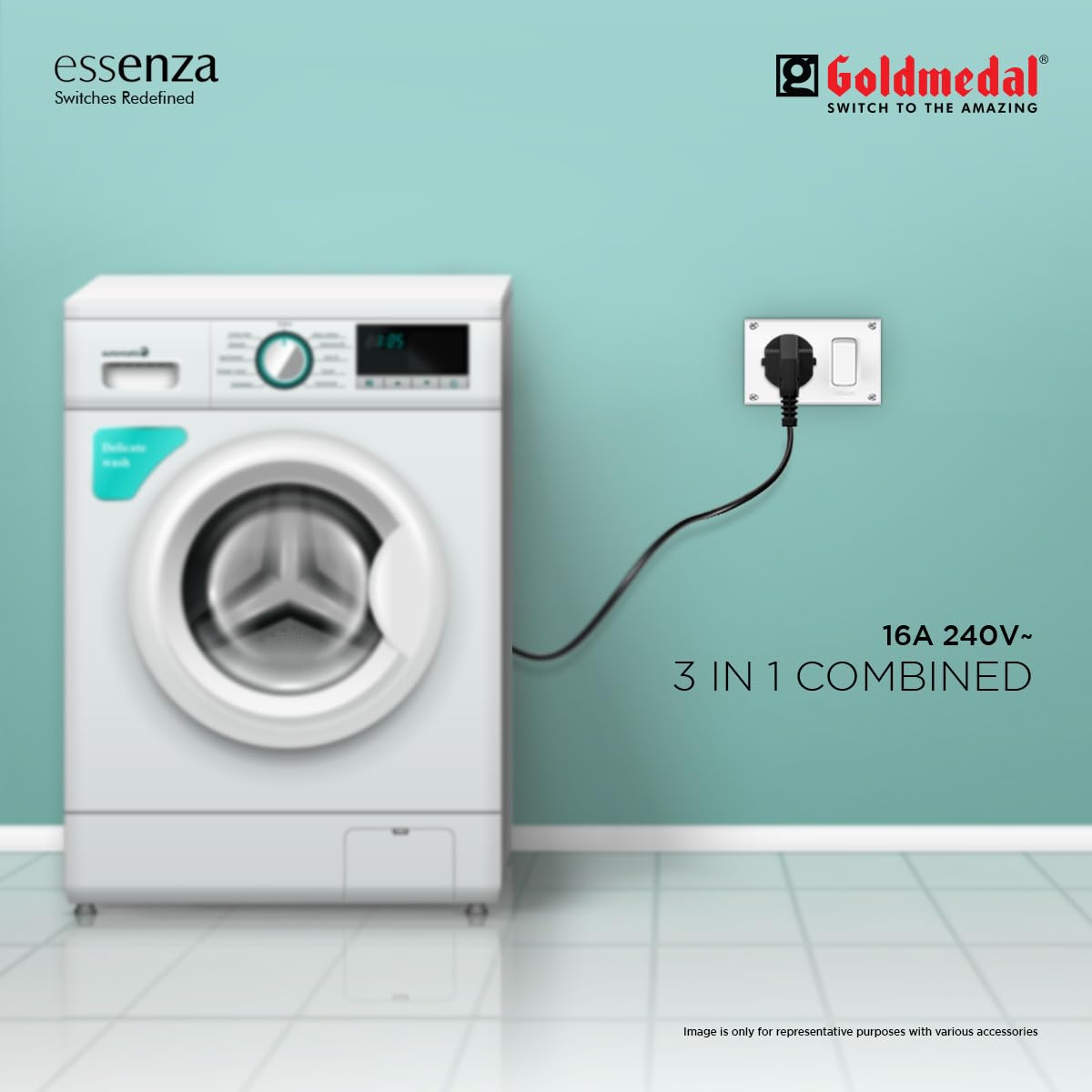 Goldmedal Essenza 16A Modular Switch Socket with Junction Box | 3 in 1 Heavy-Duty Power Socket with Switch | Ideal for Home & Office Use | White — Amazon image 5