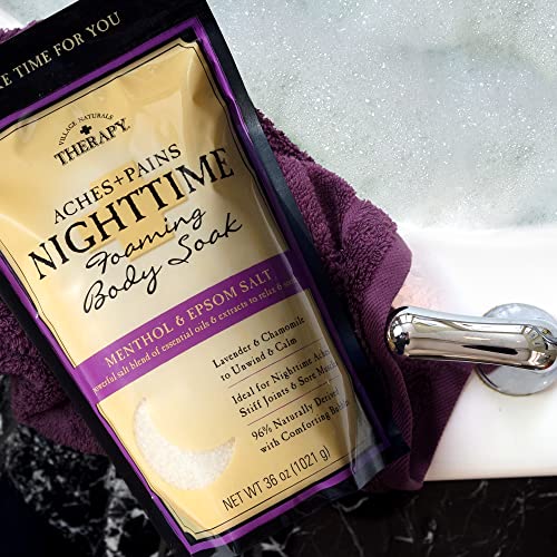 Village Naturals Therapy, Foaming Epsom Soak, Aches And Pains Nighttime Relief, 36 Oz, Pack Of 3 #TOP2