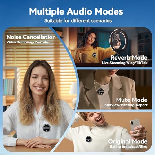 Image of coku CK-Q8 Dual Wireless Lavalier Microphone with LED Display Case, Noise Cancelling Collar Mic for YouTube, Vlogging, Recording, Plug & Play for I-Phone, Android, Type C Devices, DSLR, & Lightning