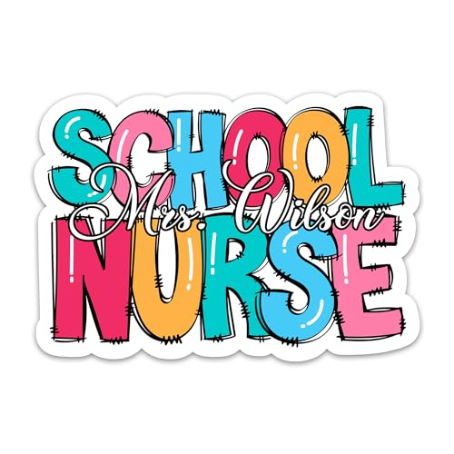 TANGOGLAM Personalized School Nurse Sticker, Custom Name Nurse Life Nursing Student Medical Healthcare Stickers Vinyl Waterproof Decals Appreciation Nurse Week Gifts for Laptop Water Bottle Notebook