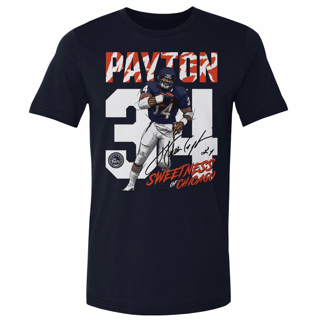 500 LEVEL Walter Payton Shirt (Cotton, Large, True Navy) - Walter Payton Rush W WHT