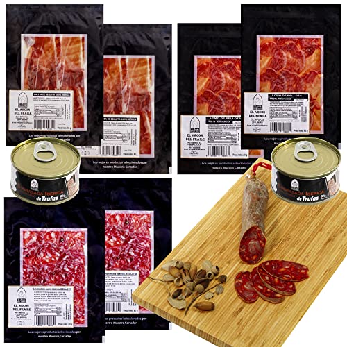 EL ARCON | Estuche de paleta de bellota 100% ibérica, 2 Sobres de 50g | Lomo de Bellota Ibérico, 2 sobres de 50g | Salchichón ibérico, 2 Sobres de 50g | Caña de chorizo Extra de 450g | Área Jabugo thumbnail