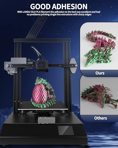 Image of LANDU Silk Dual Color PLA Filament 1.75mm 1KG, 3D Printer Filament Dimensional Accuracy + /- 0.02mm, Coextrusion Filament PLA Shiny Filament Fits for Most FFF 3D Printers,1KG Spool (2.2lbs) Red Green