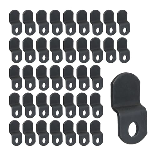 Image of 40pcs 1 /8 inch Depth Flat Offset Canvas Clips Black Metal Photo Frame Clips with Screws Z Shape Mirror Clamps Heavy Duty Offset Mirror Clips for Picture Framing