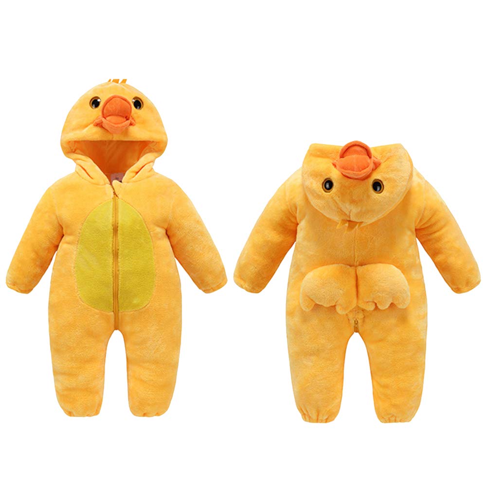 ANUFER Unisex Bambina Cappuccia Pagliaccetto Flanella Carina Animale Tuta Pigiama 0-36 Mesi