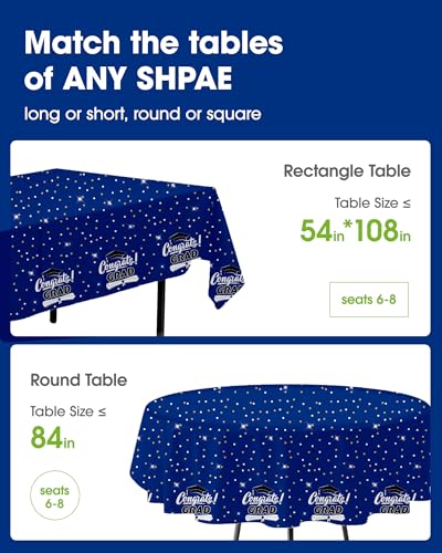 Image of Pureegg Graduation Decorations 2026 Plastic Tablecloth Disposable 10 Pack, Class of 2026 Black Rectangle Table Cover 54 x 107 Inch, Plastic Table Cloth for Graduation Party, Picnic