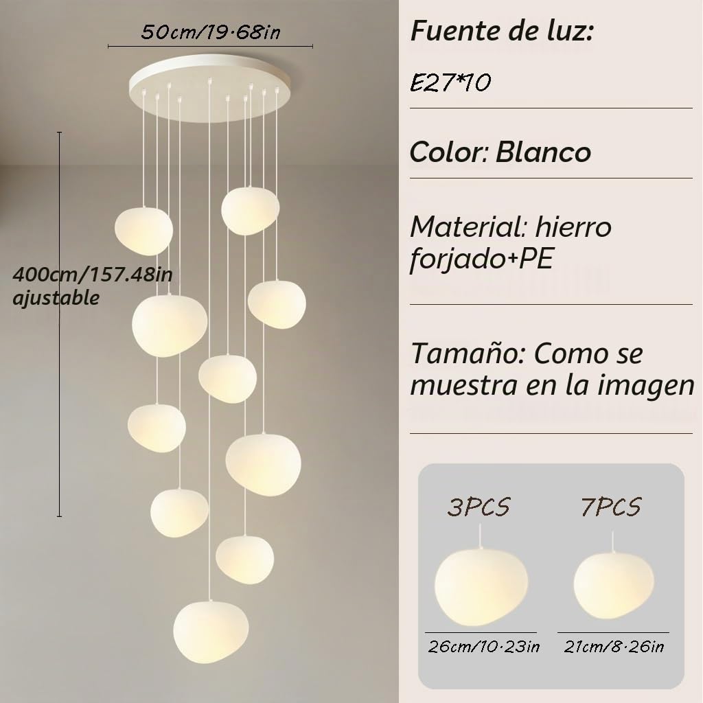JOJOM Lámpara colgante moderna con forma de casa de escalera Lámpara de Techo Nórdica minimalista Creativa Estilo crema LED Aplicable a para escaleras salón villa cocina pasillo(A10)