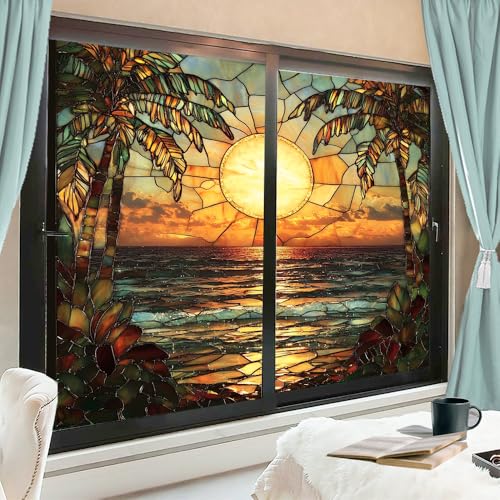 Vinilo adhesivo para ventana con diseño Rustic Ocean 23.6x35.4 pulg x2 piezas miniatura 1