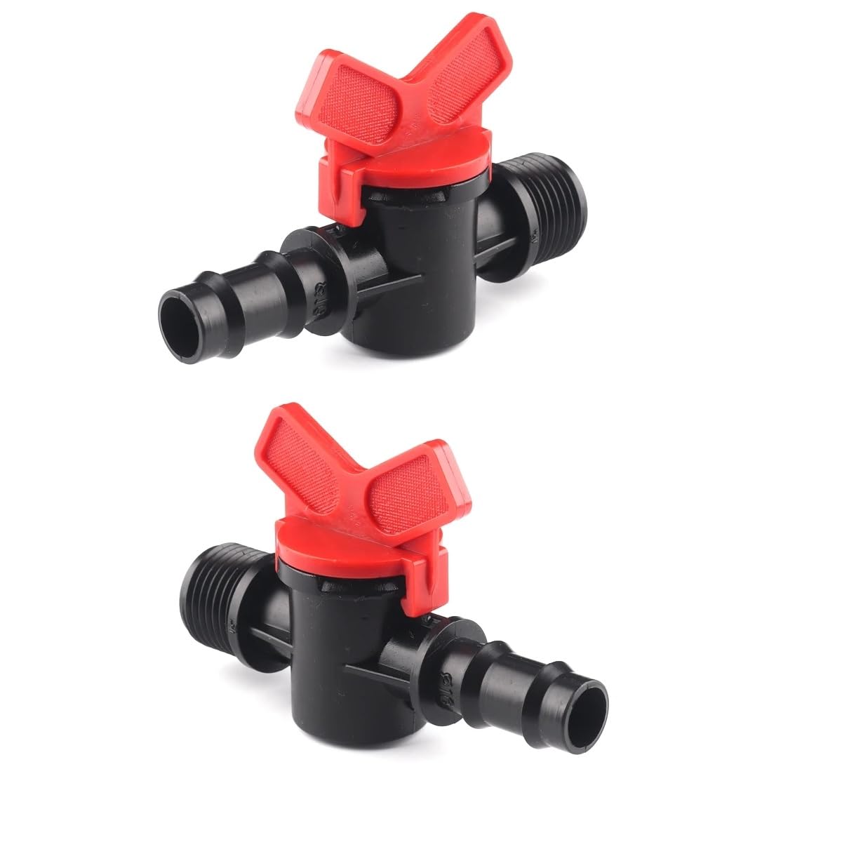 MiJunHD 16mm Hose Barb to G1/2≈20mm≈DN15 Male Thread, 2PCS Drip Irrigation Switch Valve, PE Pipe Hose Tube Shut-off Plastic Valve